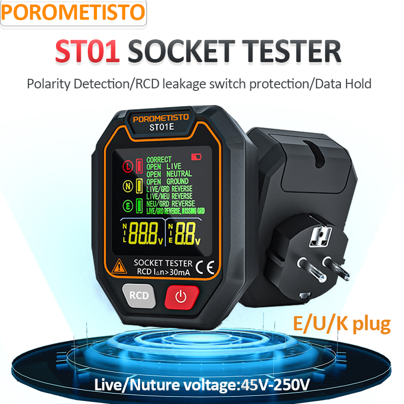 Power Tools Uk Review - POROMETISTO ST01 Digital Socket Tester with