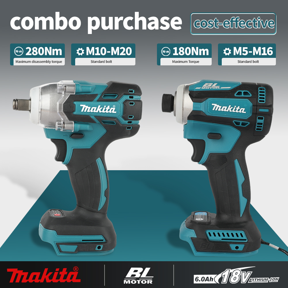 Power Tools Impact Wrench - Makita DTW285+DTD171 Brushless Combo Kit Cordless