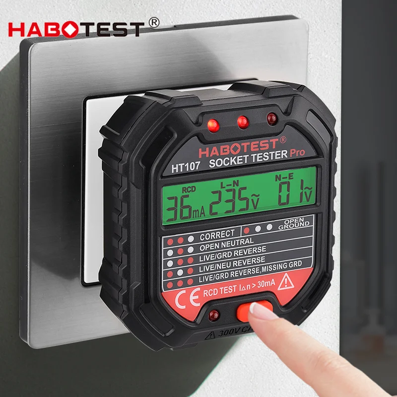 Power Tools Uk Review - HT107 Pro Digital Socket Tester, 5mA/30mA