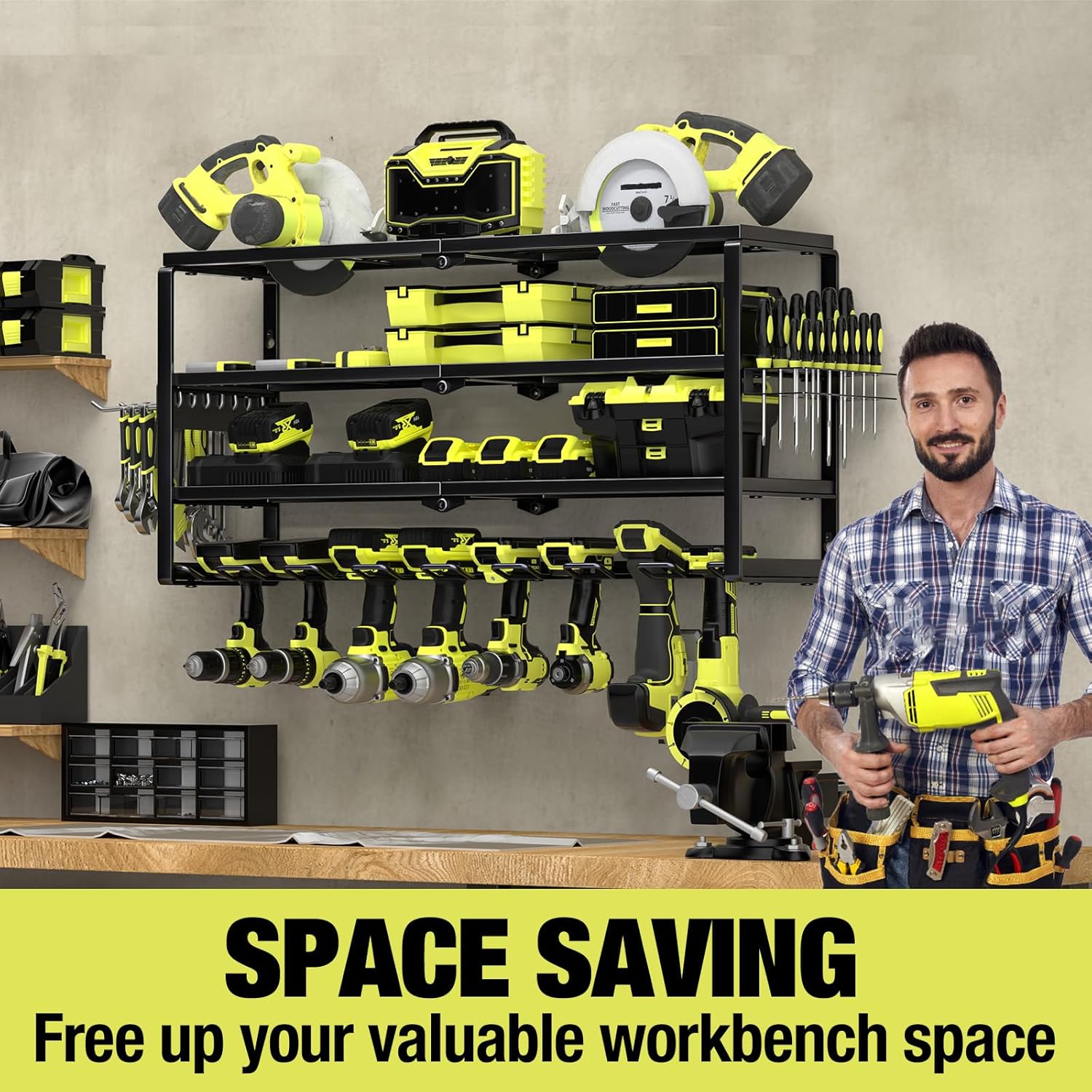 4 Layer Wall Mount Power Tool  - Power Tools Organizer review and price