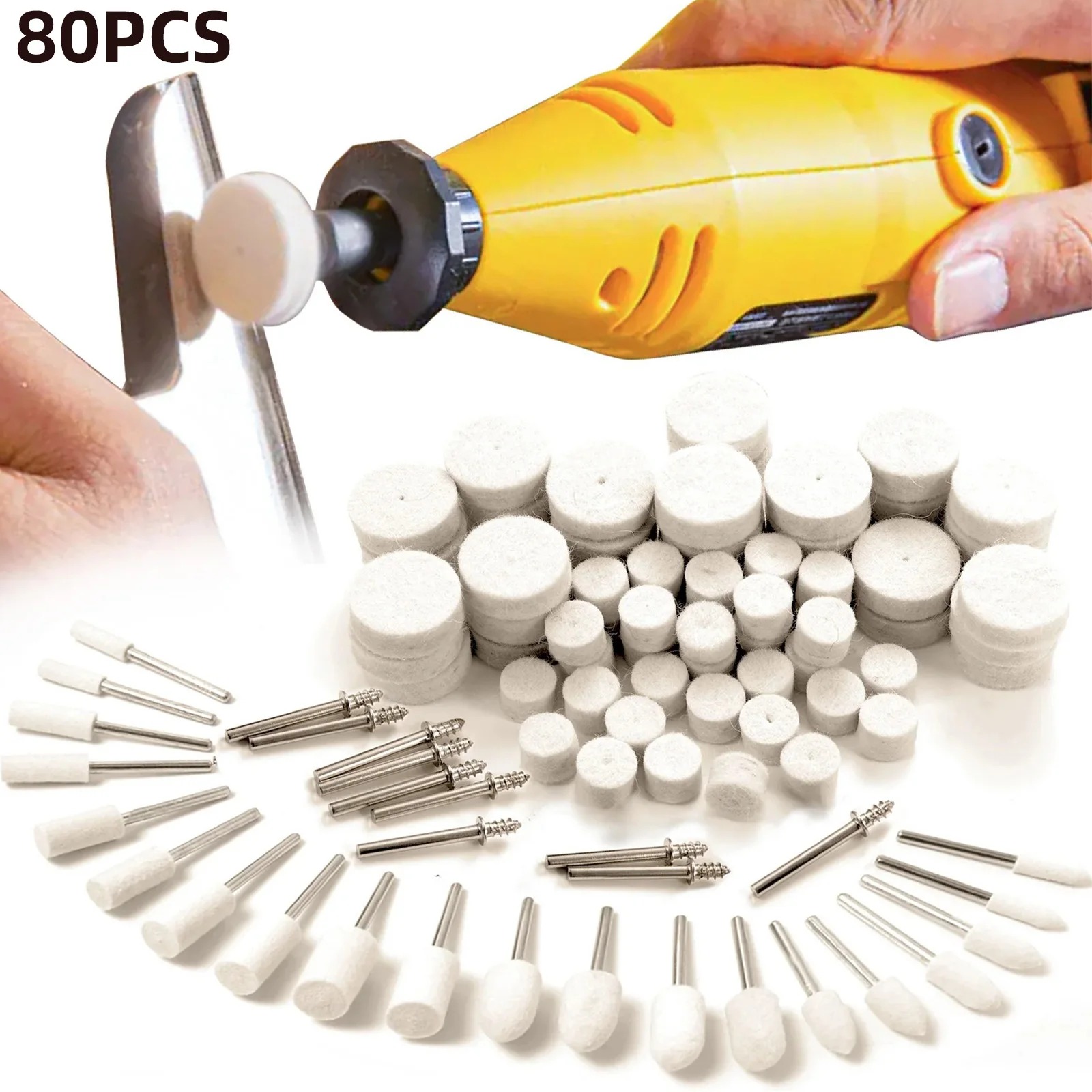 80PCS Wool Felt Buffing Wheel  - Rotary Tool Kit review and price